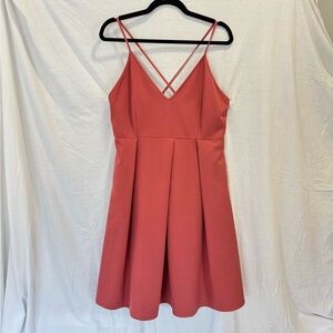 Elegant Coral Spaghetti Strap Dress